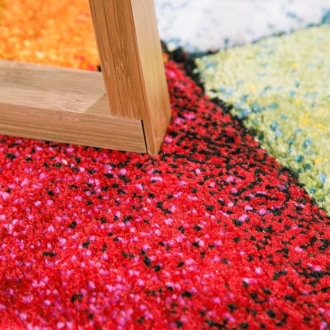 Paco Home Colorful Living Room Rug Checkered Design with Squares Multicolor, Size: 6'7" x 9'6"