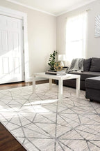 Rugs.com Lattice Trellis Collection Rug – 7' x 10' White Low-Pile Rug Perfect for Living Rooms, Large Dining Rooms, Open Floorplans