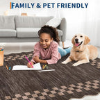 GarveeHome Scalloped Round Rug 4ft Modern Solid Color Circle Rugs Non Slip Low Pile Living Room Throw Carpat Washable Bedroom Scalloped Round Area Rug Stain Resistant Bordered Rug for Kitchen, Brown