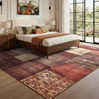 DweIke Washable Area Rugs for Living Room, 5x7 Soft Bedroom Rugs, Geometric Print Non-Slip Modern Rug, Stain Resistant Throw Carpets for Office Nursery Dining Room Home Dorm Decor, Red