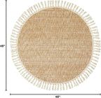 Collive Hand Woven Round Area Rug Soft Cotton Machine Washable Carpet 4ft Farmhouse Rugs with Tassels, Tan/Cream Circle Rugs for Bedroom Living Room Dining Room Table Office