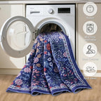 Runner Rug for Entryway: 2.6x8 Kitchen Rugs Non Slip Washable Ultra-Thin Soft Floral Carpet Indoor Floor Stain Resistant Carpets for Hallway Bedroom Kitchen Laundry Bathroom Dorm Blue