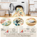 Floral 4x6 Area Rug Machine Washable Soft Print Boho Carpet Non Slip Doormat Low Pile Flower Area Rugs for Living Room Bedroom Nursery Kitchen Dining Room Indoor-Ivory/Yellow