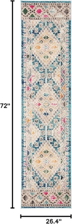 SAFAVIEH Madison Collection Runner Rug - 2'2" x 6', Dark Blue & Yellow, Boho Diamond Distressed Design, Non-Shedding & Easy Care, Ideal for High Traffic Areas in Living Room, Bedroom (MAD418N)
