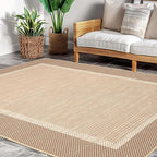 ILANGO Jute Area Rugs 8x10 for Living Room, Woven Washable Outdoor Rugs, Natural Farmhouse Indoor Rugs for High Traffice Areas, Non Slip Carpet with Rubber Backing for Bedroom Dining Table Porch