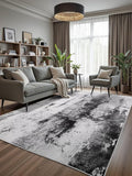 Washable Abstract Rug, 5x8 Modern Area Rugs with Non-Slip Rubber Backed for Living Room, Thin but Soft Contemporary Carpet Kitchen Bedroom Dining Room Decor, Black Grey