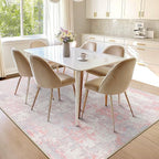 Washable Area Rugs 6'x8' Non-Slip Modern Abstract Soft for Living Room Entryway Bedroom Nursery, Print Pattern, Grey Pink