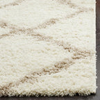 SAFAVIEH Dallas Shag Collection Runner Rug - 2'3" x 16', Ivory & Beige, Trellis Design, Non-Shedding & Easy Care, 1.5-inch Thick Ideal for High Traffic Areas in Living Room, Bedroom (SGD257B)