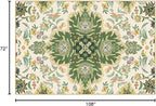 Phantoscope Washable Area Rug 6'x9' Non-Slip, Vintage Boho Rugs for Living Room, Bedroom, Dining Room, Neutral Green Floral Medallion Pattern, Low-Pile Foldable Floor Carpet, Forest Green/Cream