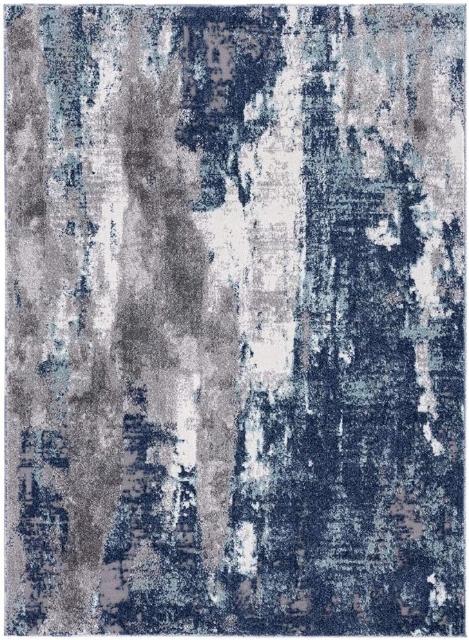 LUXE WEAVERS Euston Collection D.Blue-L.Blue 6x9 Modern Abstract Area Rug