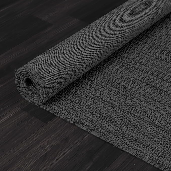 Beverly Rug Indoor Outdoor Rug 10x14, Washable Outside Carpet for Patio, Deck, Porch, Solid Modern Area Rug, Water Resistant, Dark Gray