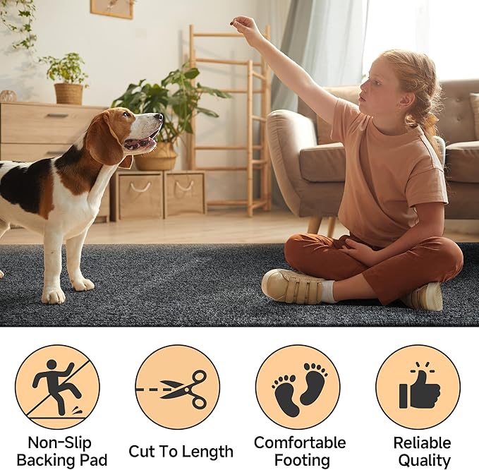jxgzyy Heavy Duty Runner Rugs 2'11 x 9'10'', Non Slip Entrance Doormat, 0.25” Thickness Indoor Outdoor Carpet Runner with Rubber Backing, Waterproof Floor Mat for Hallway Laundry Patio, Grey