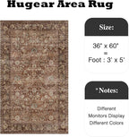 HUGEAR 3x5 Machine Washable Rugs Brick Red Hallway Area Rug Indoor Accent Rug Floral Low Pile Carpet Soft Throw Rug Bedroom Living Room Office Dining Room Kitchen Laundry Room Non Slip