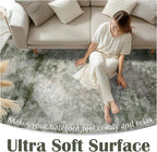 jinchan Washable Area Rug 8x10 for Living Room - Soft Faux Wool Ultra-Thin Stain Resistant Non-Slip Distressed Vintage Floral Large Carpet for Bedroom,Dining Room,Home Office,Nursery(Green, 8'x10')