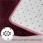 duduta Burgundy Plush Round Rug 4x4 ft, Fluffy Shag Rugs for Bedroom Classroom Nursery Playroom Dorm Decor, Washable Non Slip
