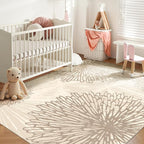 WITSHOCK 5x7 Area Rugs for Living Room: Beige Floral Washable Rugs for Bedroom Dining Room Office Nursery Modern Non-Slip Stain Resistant Low Pile Home Decor（Beige/Brown,5'x7'）