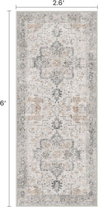 Runner Rug 2'6''x6 Non Slip Machine Washable Vintage Hallway Runner Rug, Low PileLight Weight Rugs for Entryway, Hallway, Kitchen and Corridor, Light Taupe Brown