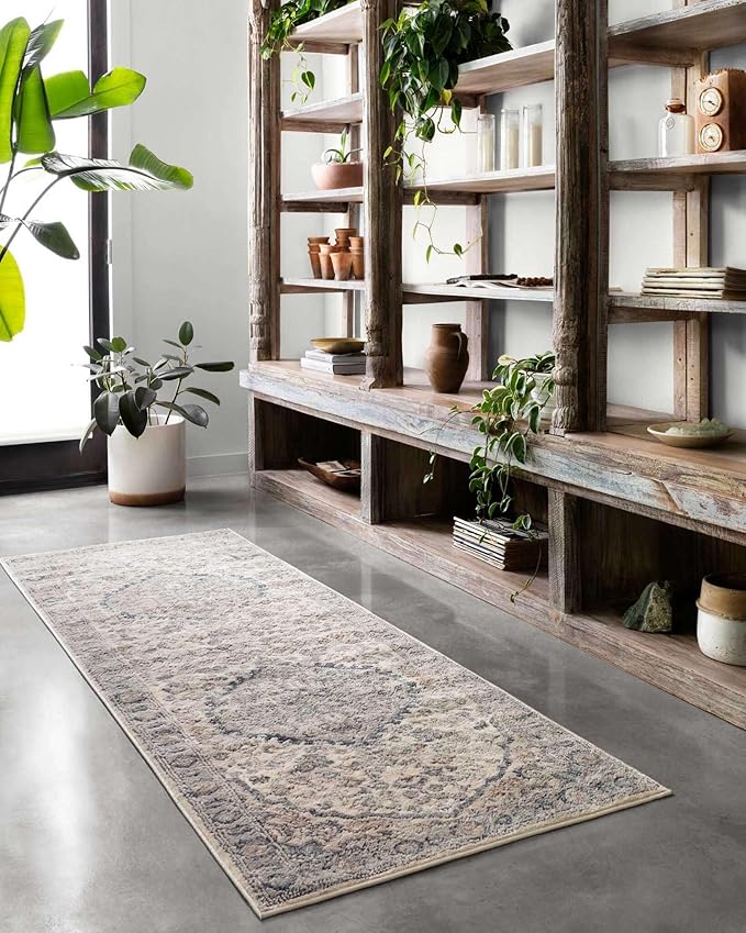 Loloi Teagan Collection TEA-01 Natural/Lt. Grey 7'-11" x 10'-6" Area Rug, Large, Soft Neutral Rug, High-Traffic for Living Room, Bedroom, Home Office, Dining Area