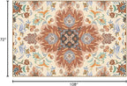 Phantoscope Washable Area Rug 6'x9' Non-Slip, Vintage Boho Rugs for Living Room, Bedroom, Dining Room, Fall Orange Floral Medallion Pattern, Low-Pile Foldable Floor Carpet, Rust/Multi Floral