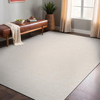 Easy Jute Rugs 5x7 White Color Living Room Indoor Outdoor Area Rug for Patio Farmhouse and Kitchen Rug High Traffic Easy to Clean Washable Solid Boho Woven Design Outside Carpet (5 x 7)