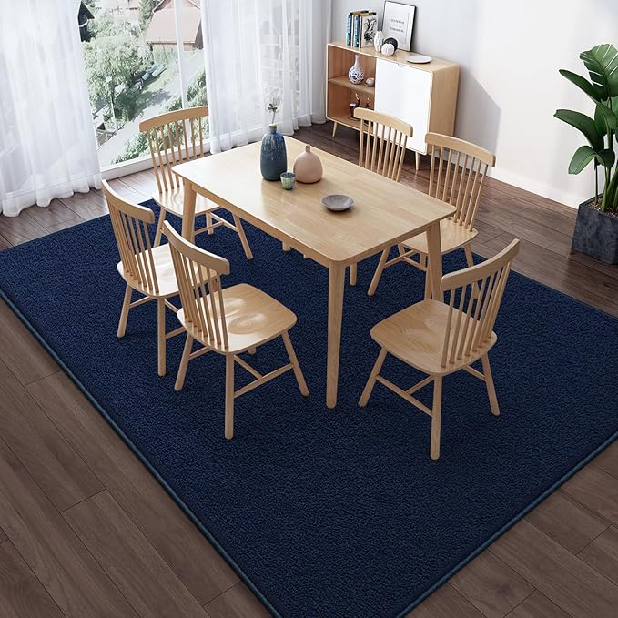 Large Modern Area Rugs for Living Room Bedroom, 6x9 Feet Navy Blue Ultra Soft Solid Thickened Memory Foam Indoor Minimalist Carpets, Non-Slip Comfy Rugs for Boys Girls Nursery Kids Room Home Décor