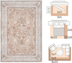jinchan Vintage Floral 3x5 Area Rugs for Entryway - Machine Washable Distressed Design Ultra-Thin Low-Pile Soft Non-Shedding Carpet for Kitchen Bedroom Entrance Laundry Living Room (3x5ft, Coral Pink)