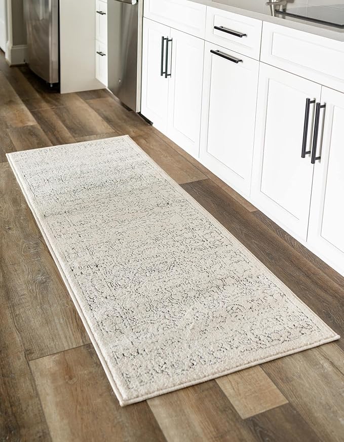 Unique Loom Isabella Collection Area Rug - Adjani (2' x 6' 1" Runner, White/ Blue)
