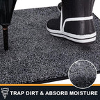 PURRUGS Dirt Trapping Door Mat 31.5" x 70", Non-Slip Machine Washable Entry Rug, Shoe Scraper, Dog Doormat, Super Absorbent Welcome Mat for Front & Back Door, Muddy Shoes & Paws, Bluish Grey-Black