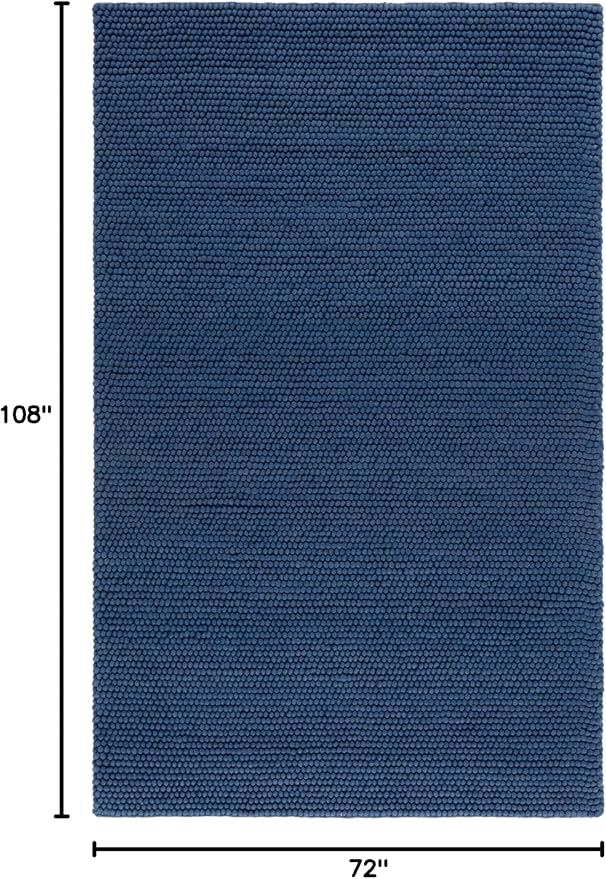SAFAVIEH Area Rug 6x9 - Natura Collection - Navy & Blue, Handmade Wool Blend, Textured Design, Ideal for Living Room, Bedroom, Dining Space (NAT620M)