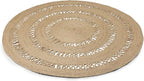 REDEARTH · Round Area Rug - 6 Feet Braided Scalloped Earthy Trails Jute Rug- Artisan Made Boho Jute Patterned Rugs for Bedroom, Kitchen, Living Room, Farmhouse, Aesthetic, Handmade Vintage Décor