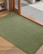 Color&Geometry Front Door Mat Indoor Non Slip Rubber Backing, 36"x55" Ultra Thin Entryway Doormat, Soft Absorbent Inside Doormat Washable Easy Clean Rugs for Entryway, Green (Rolled-up NO Creases)