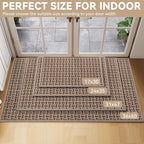 Door Mat 17x30, Door Mat Indoor Entrance Dirt Resistant and Absorbent, Non-Slip Rubber Backing Front Door Mats, Easy Clean Low-Profile Doormat for Entryway, Front Door, Inside Entrance, Brown