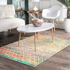 Moroccan 3x5 Rug,Ultra Soft Area Rugs for Living Room Non-Slip, Low-Pile Retro Distressed Colorful Nursery Rug for Kitchen Entryway Bedroom Living Room Office Carpet
