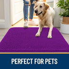 OLANLY Dog Door Mat for Muddy Paws 70x24, Absorbs Moisture and Dirt, Absorbent Non-Slip Washable Doormat, Quick Dry Chenille Mud Mat for Dogs, Entry Indoor Entryway Carpet for Inside Floor, Purple