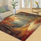 3x5 Autumn Forest Dorm Rug - Natural Landscape Small Rugs for Bedroom, Forest Path Area Rug Washable Non Slip for Bedroom Kitchen Living Room Entryway