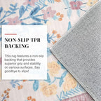 Boho Floral Machine Washable Runner Rug 2x6, Blush Pink Kitchen Runner Rug Non-Slip, Super Thin Hallway Rug Runner Printed Faux Wool Soft Carpet for Entryway Bedroom Laundry Indoor