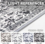 KOZYFLY Runners for Hallways 2x8 Ft Washable Kitchen Runner Rug Boho Runner Rug for Entryway Indoor Printed Faux Floor Carpet Runner for Bedroom Kitchen Hall, Grey