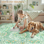 Lahome Floral Washable Kitchen Runner Rug, 2x6 Runners for Hallways Non Slip Ultra-Thin, Boho Soft Hallway Rug Forest Green Carpet for Bedroom Bathroom Laundry Room, Sage Green