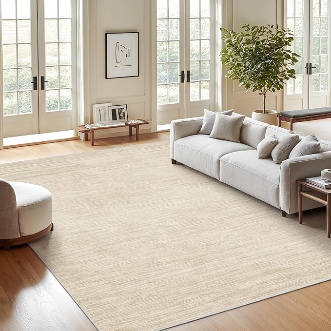 Valenrug Washable Rugs 5x7 - Non Slip 5x7 Area Rugs for Living Room, Stain Resistant Area Rugs for Bedroom, Foldable Machine Washable Area Rug(5'x7', Beige)