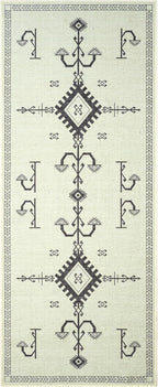 GLN Rugs Contemporary Collection - Machine Washable Area Rug, Contemporary Washable, Non Slip, Low Pile Chenille Rug, Living Room, Bedroom, Kitchen Rug (2'6" x 7' Cream/Anthracite)
