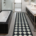 Lahome Checkered Washable 2x12 Runners for Hallways Non Slip, Black Kitchen Bathroom Runner Rugs, Modern Trellis Ultra-Thin Indoor Carpet Runner for Bedroom Dorm Classroom Decor (2'x12',Black)