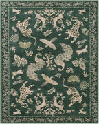 Moynesa Green 8x10 Area Rugs for Living Room, Washable Vintage Neutral Farmhouse Animal Area Rug for Bedroom Dining Room Office Study, Faux Wool Soft Non Slip Retro Carpets for Indoor
