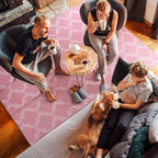 Amearea Fluffy Indoor Trellis Rug, Soft Moroccan Home Rugs for Bedroom, Shag Modern Area Rug for Living Room Kids Room Nursery, Easy Clean, Home Decor Low Pile Carpet, Pink 4x6 Feet