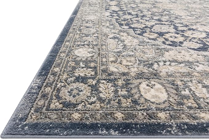 Loloi Teagan Collection TEA-01 Denim/Mist 2'-8" x 13' Runner Rug, Large, Soft Neutral Rug, High-Traffic for Living Room, Bedroom, Home Office, Dining Area