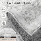 5x7 Area Rugs for Living Room: Washable Vintage Floral Rug Low Pile Non-Slip Boho Carpet for Bedroom Nursery Dining Room (Grey, 5'x7')
