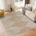 HelloTree Area Rug for Living Room 6x9 Washable Geometric Moroccan Rug Stripe Farmhouse Bohemian Minimalistic Non Slip Non Shedding Ultra Thin Soft Rug for Bedroom Office DiningRoom Nursery-Khaki