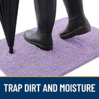 OLANLY Dog Door Mat for Muddy Paws 47x24, Absorbs Moisture and Dirt, Absorbent Non-Slip Washable Doormat, Quick Dry Chenille Mud Mat for Dogs, Entry Indoor Entryway Carpet for Inside Floor, Lavender