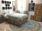 Unique Loom Sialk Hill Collection Area Rug - Washington (7' 10" Round Light Blue/Navy Blue)