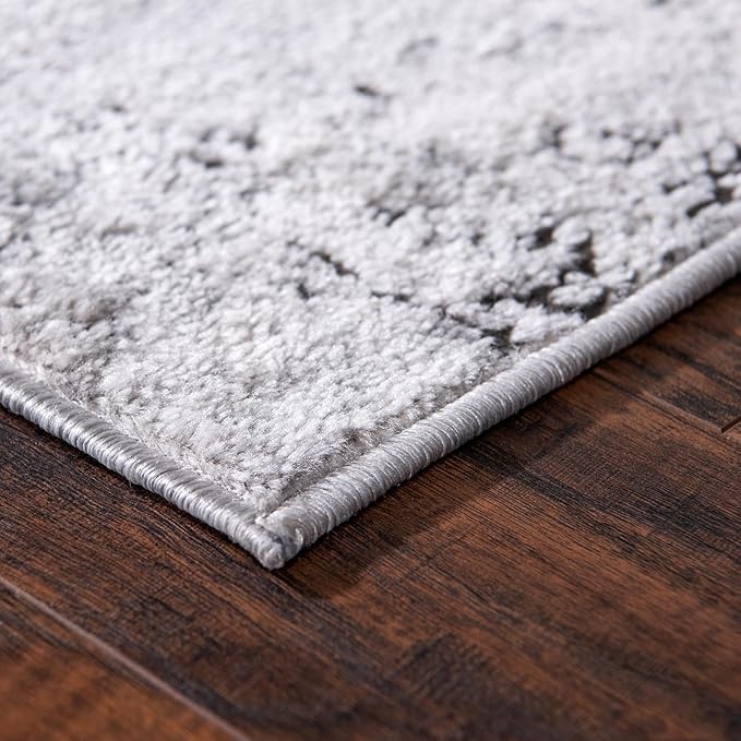 Rugs.com Leipzig Collection Rug – 3x5 Gray Low-Pile Rug Perfect for Entryways, Kitchens, Breakfast Nooks, Accent Pieces
