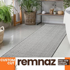 25ft Custom Size Runner Rug by The Foot for Long Hallways - Striped Grey | Non-Slip & Washable | No-Fray Edge Finished